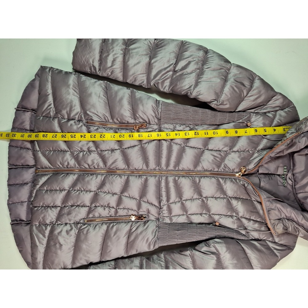 Bernardo EcoPlume Hooded Packable Quilted Jacket Womens S Purple Rose Gold Zip - Picture 6 of 12